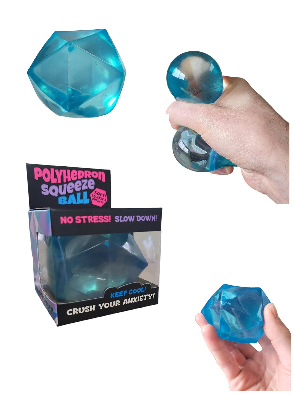 Hapros 20-Sided Diamond Sugar Ball Stress Toy - Slow-Rise Gummy Fidget, Non-Toxic, Squeeze for Anxiety (Pink or Purple, Single)