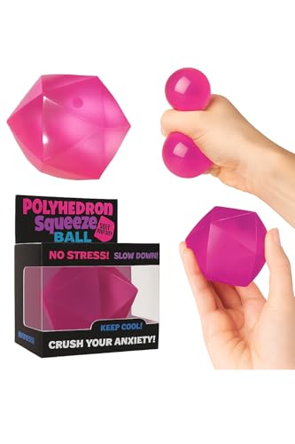 Hapros 20-Sided Diamond Sugar Ball Stress Toy - Slow-Rise Gummy Fidget, Non-Toxic, Squeeze for Anxiety (Pink or Purple, Single)