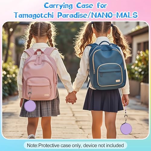 Hard EVA Carrying Case for Tamagotchi Paradise & NANO-MALS – Purple with Lanyard & Carabiner