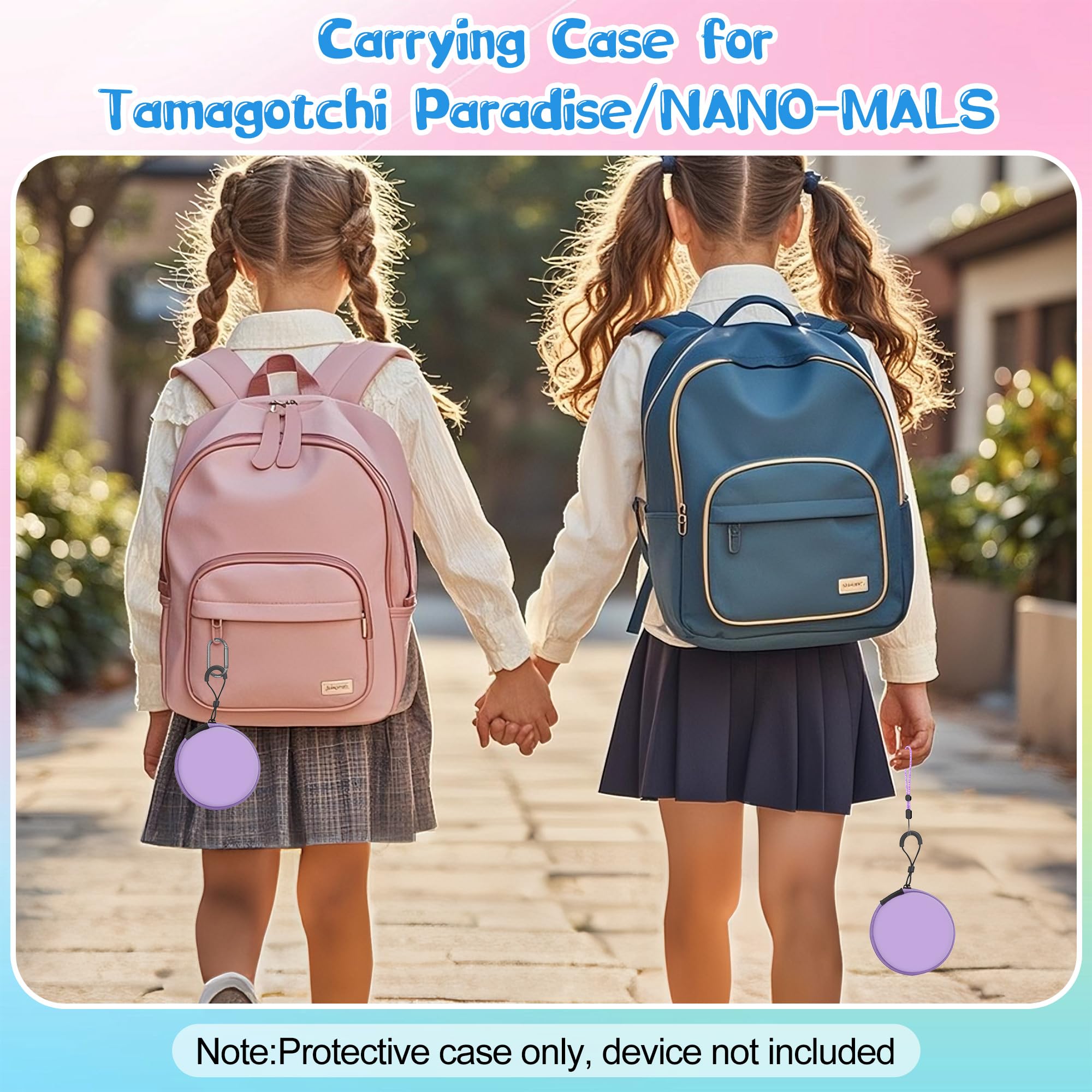 Hard EVA Carrying Case for Tamagotchi Paradise & NANO-MALS – Purple with Lanyard & Carabiner