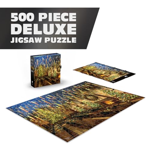 Harry Potter Great Hall 500-Piece Jigsaw Puzzle by Thomas Kinkade – Ceaco Silver Select – Festive Christmas Art for Adults