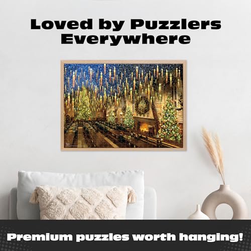 Harry Potter Great Hall 500-Piece Jigsaw Puzzle by Thomas Kinkade – Ceaco Silver Select – Festive Christmas Art for Adults
