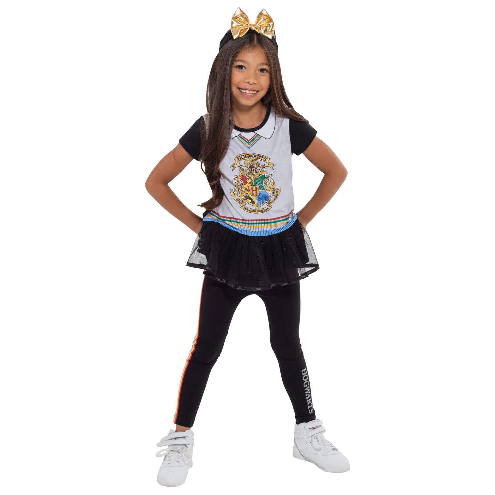 Harry Potter Gryffindor Ravenclaw Girls Cosplay T-Shirt Dress, Leggings & Headband 3-Piece Outfit Set