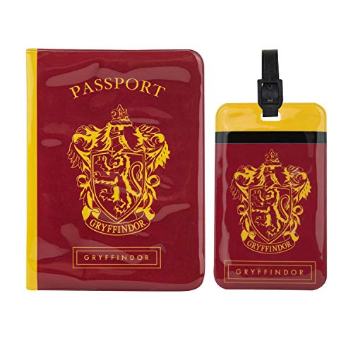 Harry Potter Passport Cover & Luggage Tag Set - Choose Your Hogwarts House (Official License)