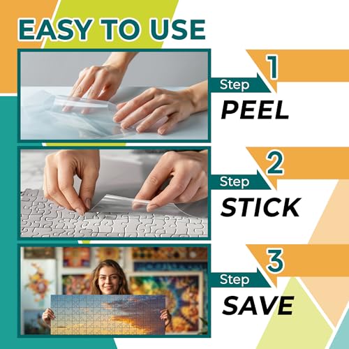 HASHI Puzzle Saver 4 Sheets with Hangers – Peel & Stick Adhesive for 1000-Piece Jigsaw Puzzles