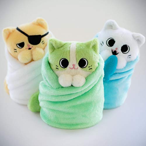 Hashtag Collectibles Purritos Series 2 - Fishbone Plush Toy Figure, 7-Inch White Blue Cat