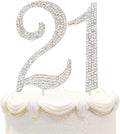Hatcher lee 21st Birthday Cake Topper - Rhinestone Crystal Silver Keepsake Decor
