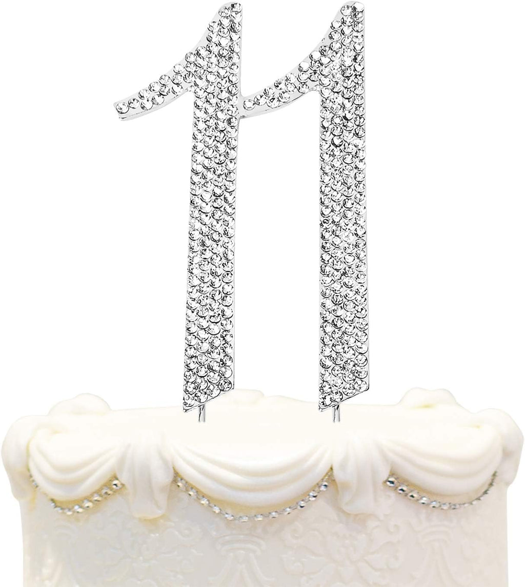 Hatcher lee Bling Crystal Rhinestone '11' Birthday Cake Topper – Silver Keepsake for 11th Party