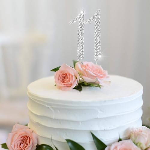 Hatcher lee Bling Crystal Rhinestone '11' Birthday Cake Topper – Silver Keepsake for 11th Party