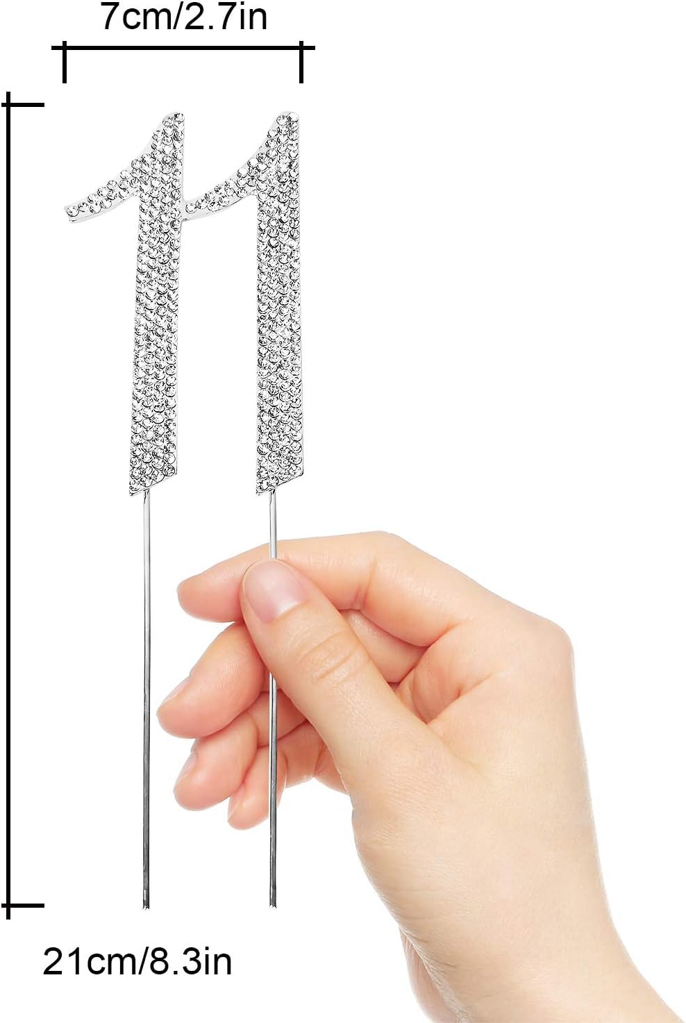 Hatcher lee Bling Crystal Rhinestone '11' Birthday Cake Topper – Silver Keepsake for 11th Party