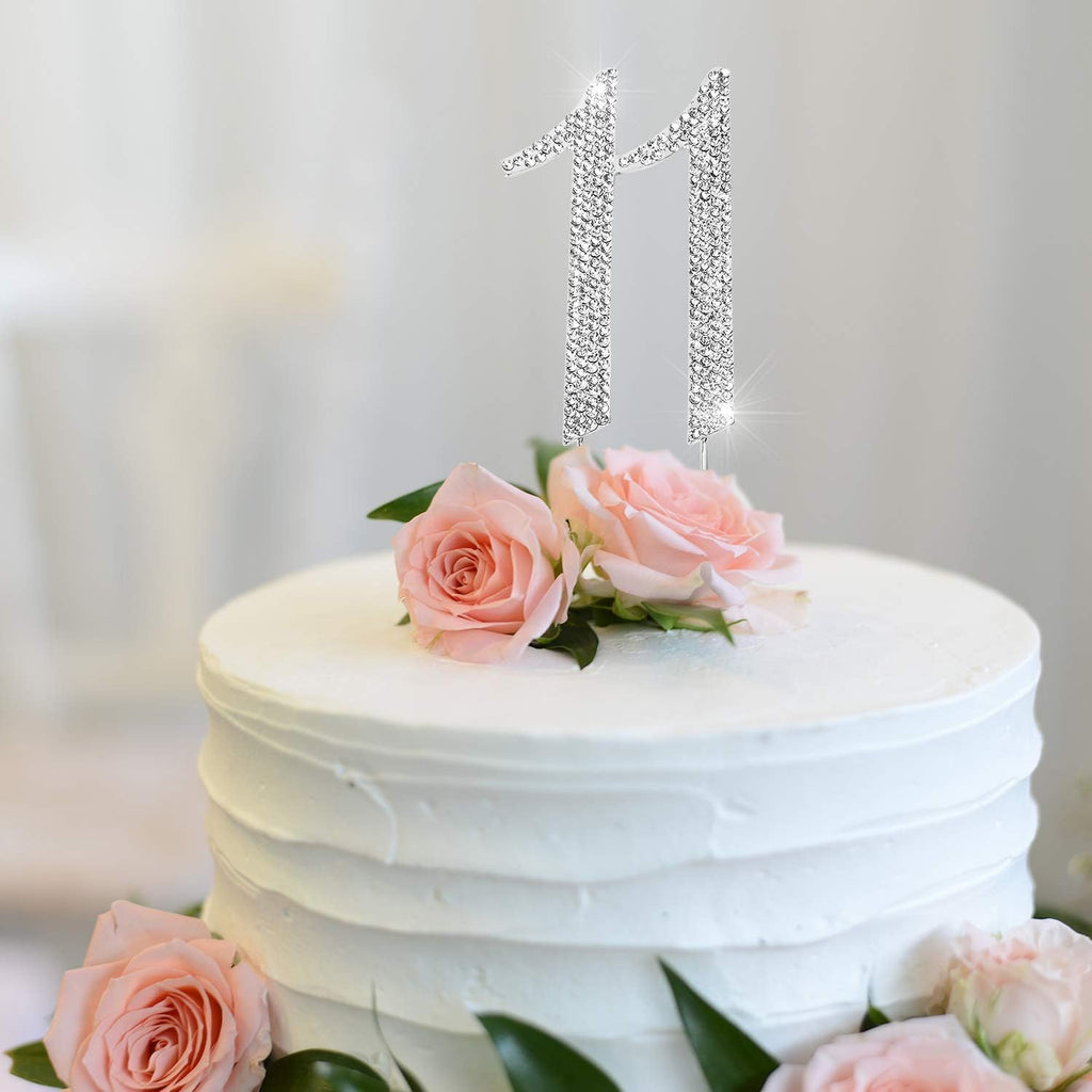 Hatcher lee Bling Crystal Rhinestone '11' Birthday Cake Topper – Silver Keepsake for 11th Party