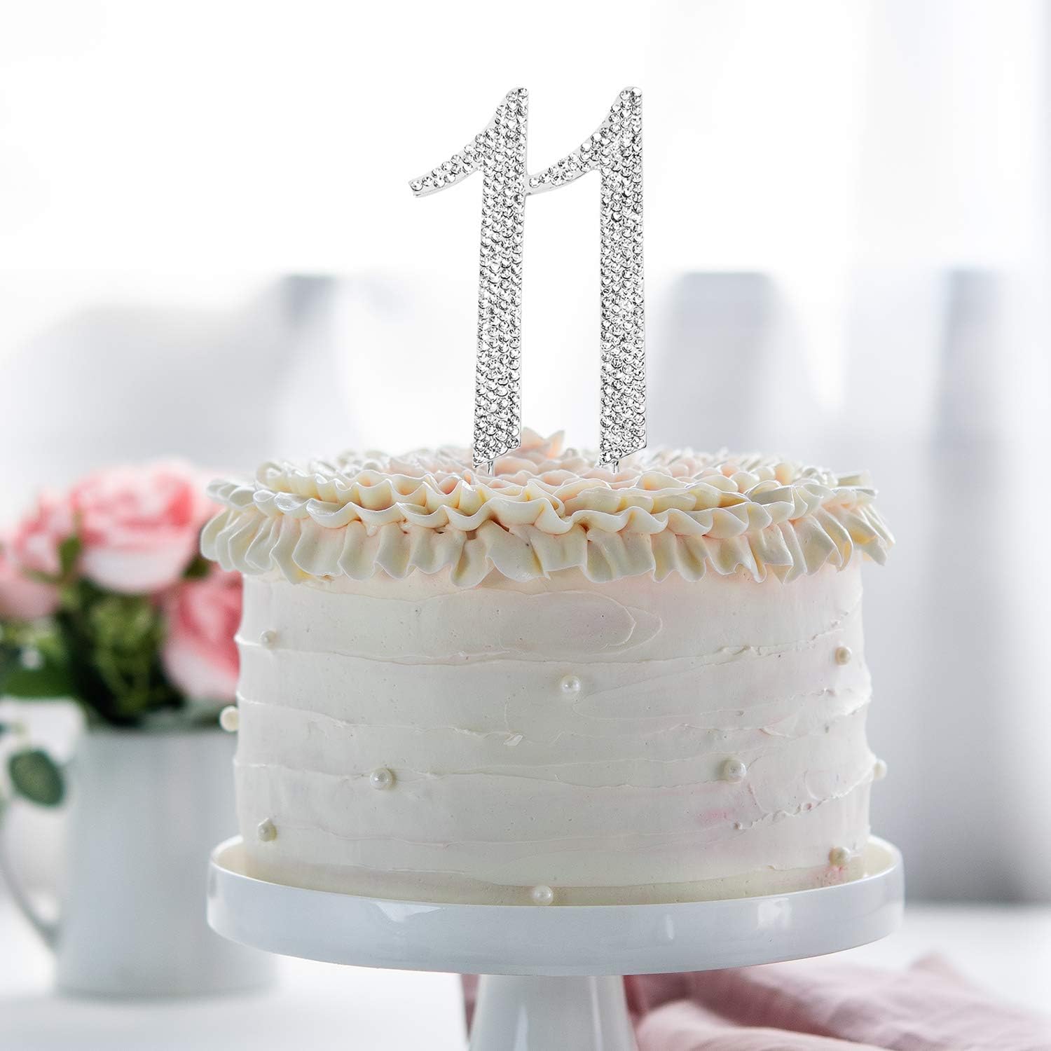 Hatcher lee Bling Crystal Rhinestone '11' Birthday Cake Topper – Silver Keepsake for 11th Party