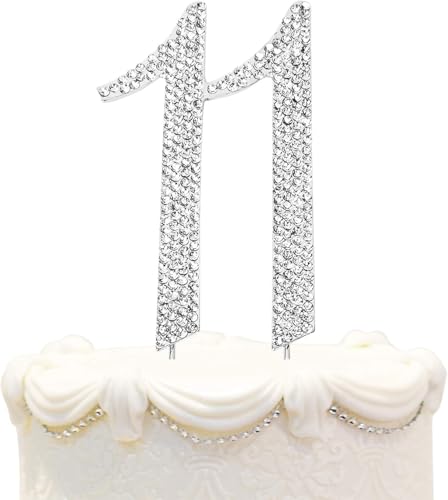 Hatcher lee Bling Crystal Rhinestone '11' Birthday Cake Topper – Silver Keepsake for 11th Party