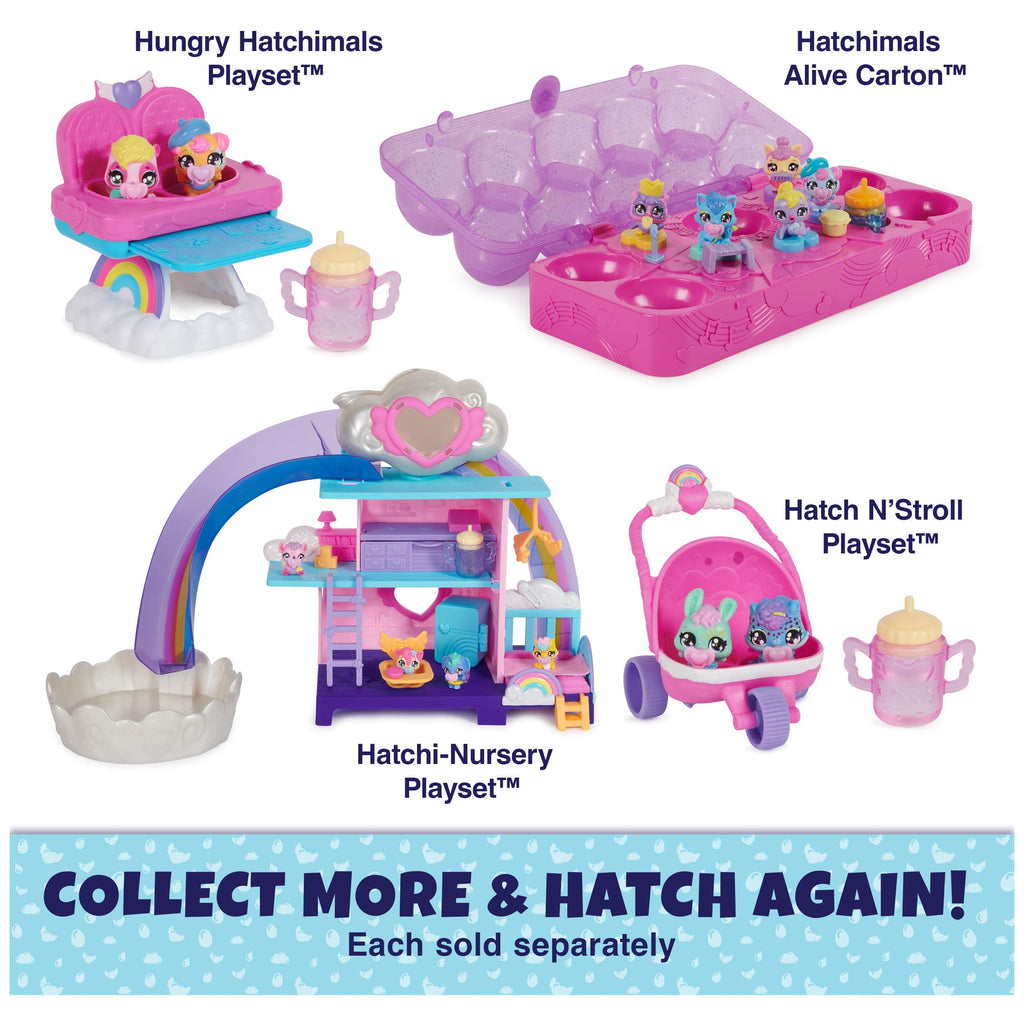 Hatchimals Alive Hungry Hatchimals Playset - Self-Hatching Eggs with Highchair and 2 Mini Figures