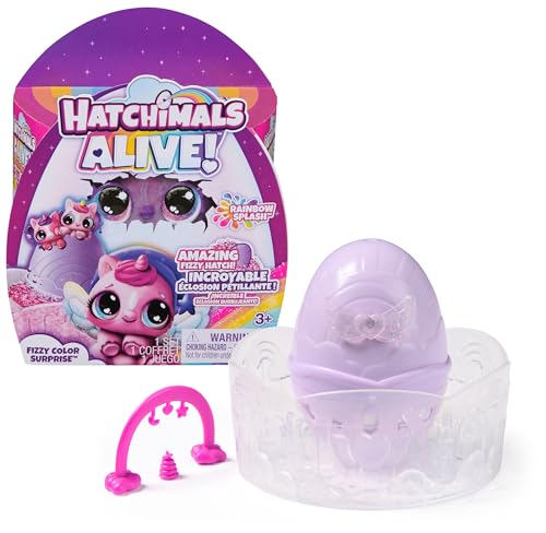 Hatchimals Alive Rainbow Splash Fizzy Color Surprise – Unbox Twins or Triplets from a Color-Changing Egg