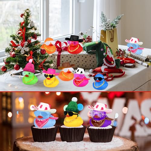 HAVAGDTM 64-Piece Mini Duck Party Favors with Sunglasses, Hats, and Necklaces – Bulk Water Toys for Kids