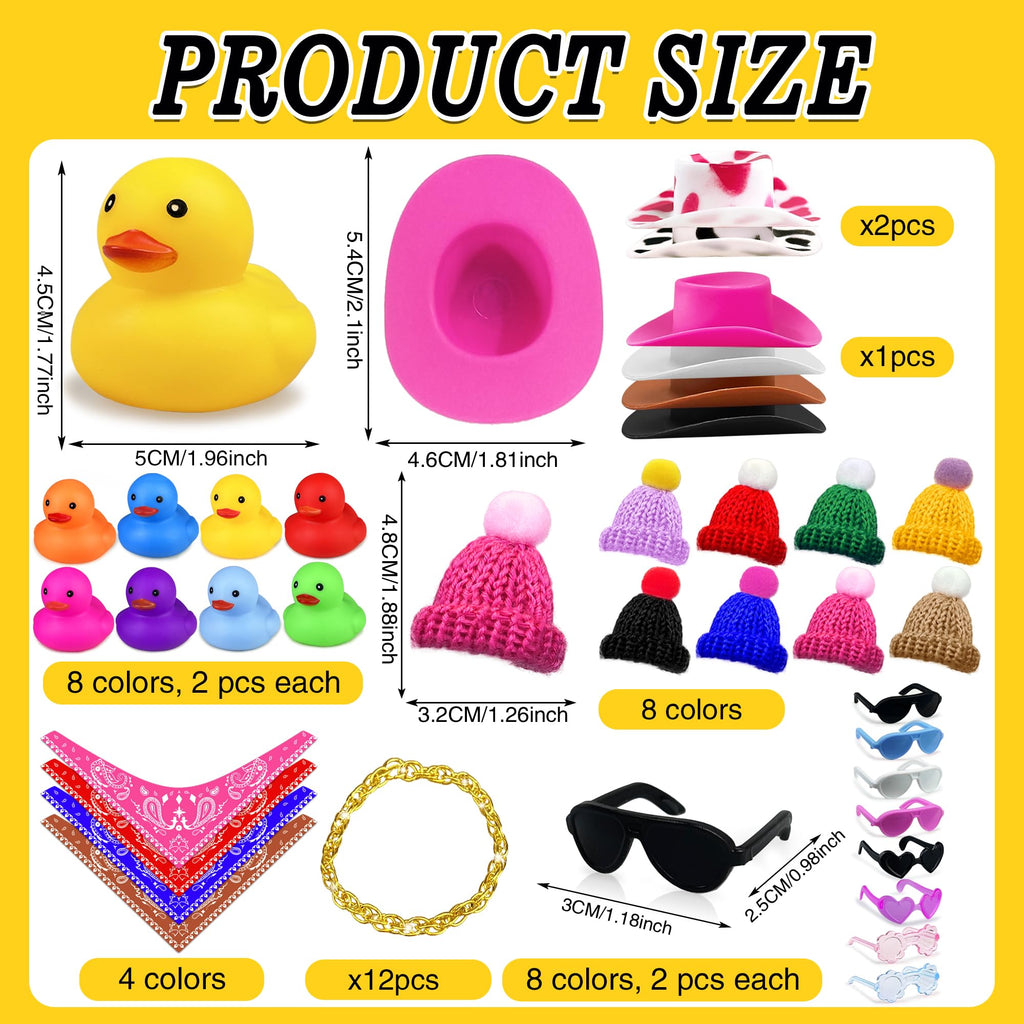 HAVAGDTM 64-Piece Mini Duck Party Favors with Sunglasses, Hats, and Necklaces – Bulk Water Toys for Kids