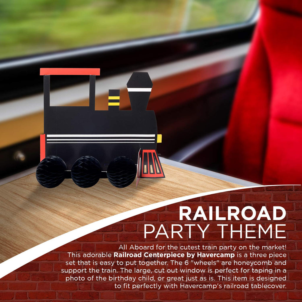 Havercamp Train Centerpiece Set – 3-Piece Cardboard Birthday Decor, Easy Assembly, 11.5x13.5 Inches