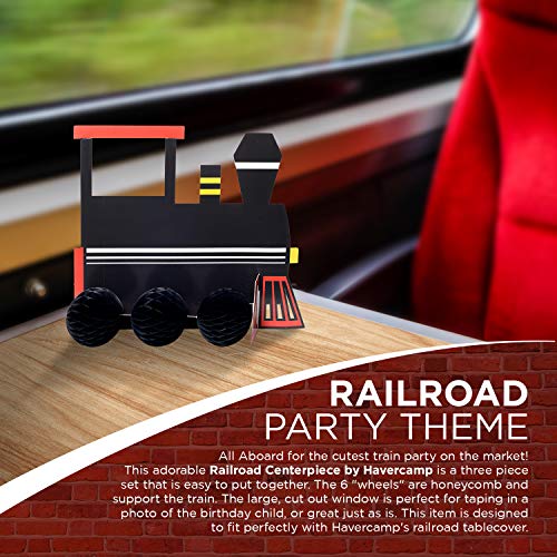 Havercamp Train Centerpiece Set – 3-Piece Cardboard Birthday Decor, Easy Assembly, 11.5x13.5 Inches