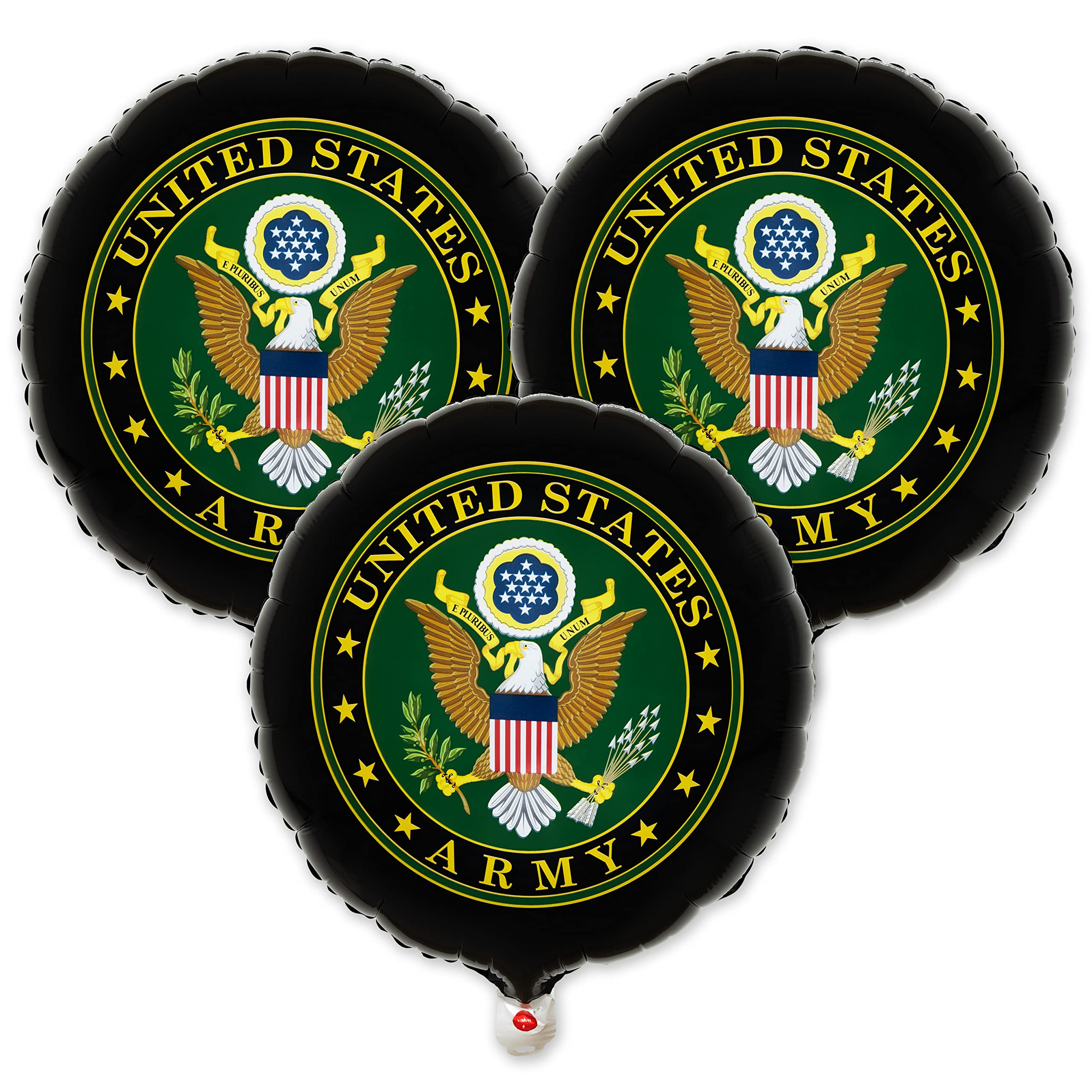 Havercamp U.S. Army Mylar Balloons 3-Pack – 18 Inch Round Foil Balloons with Official Army Crest, 2-Sided Print