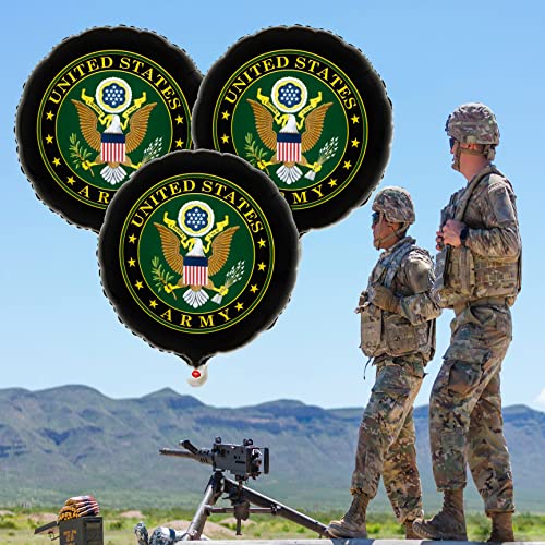 Havercamp U.S. Army Mylar Balloons 3-Pack – 18 Inch Round Foil Balloons with Official Army Crest, 2-Sided Print