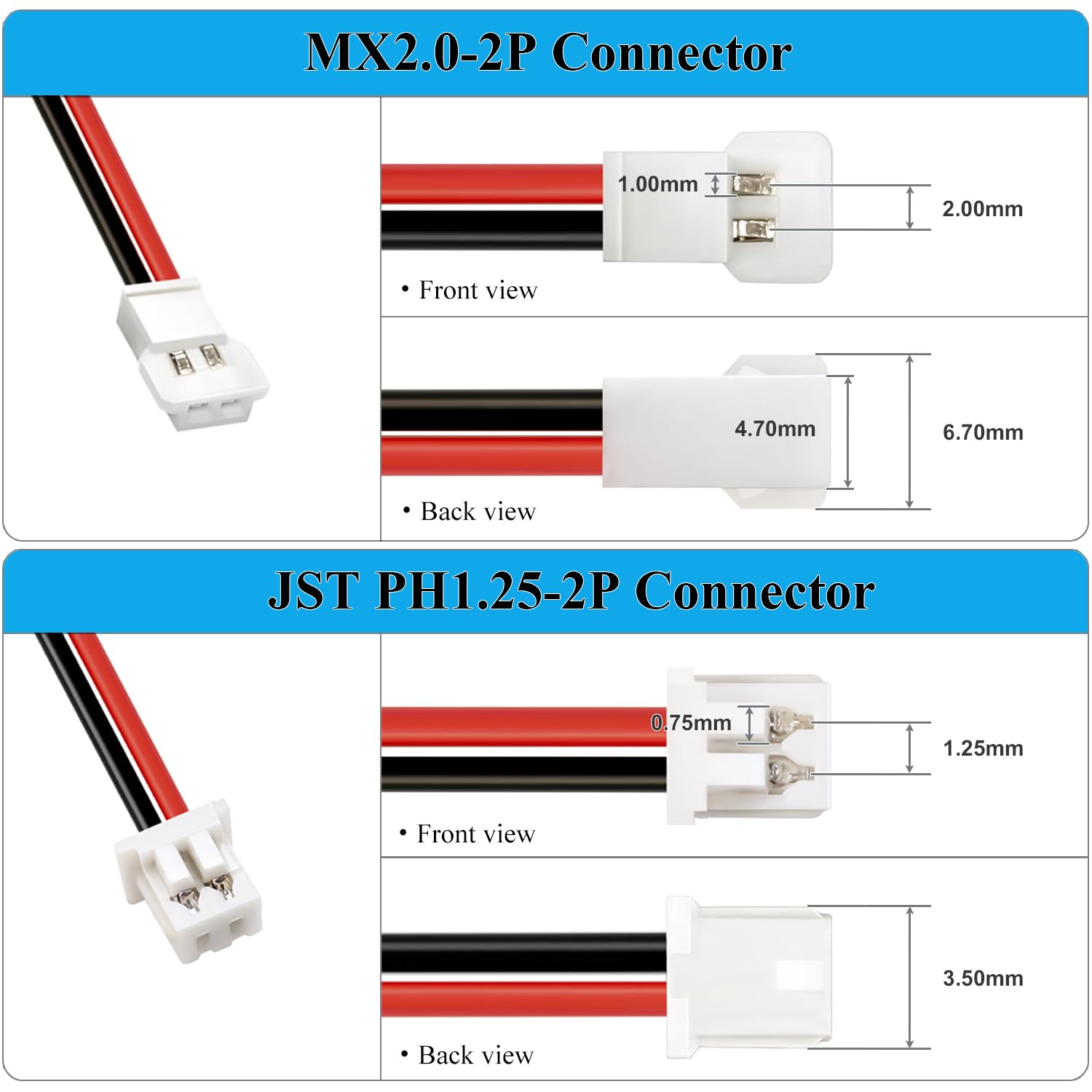 HAWK'S WORK 2 Pcs 3.7V 550mAh Lipo Battery with MX2.0 Connector for RC Models