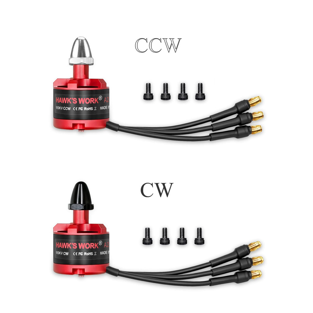HAWK'S WORK 2212 920KV Brushless Motor for RC Plane and Multirotor Drones – Pre-Soldered, Balanced