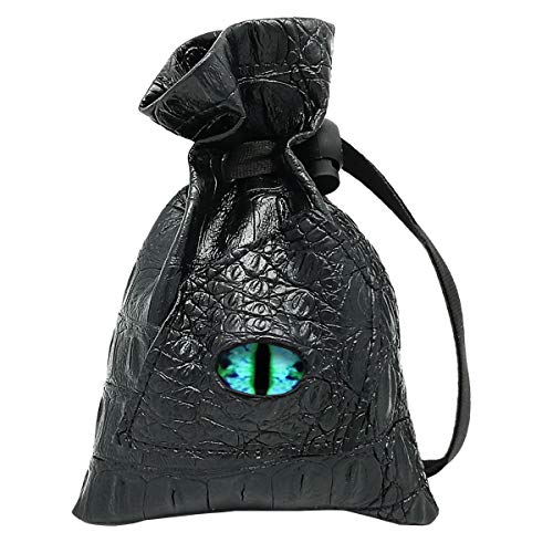 Haxtec Dragon Dice Bag – PU Leather DND Pouch with 3D Glass Dragon Eye for Dice Storage & Gifts