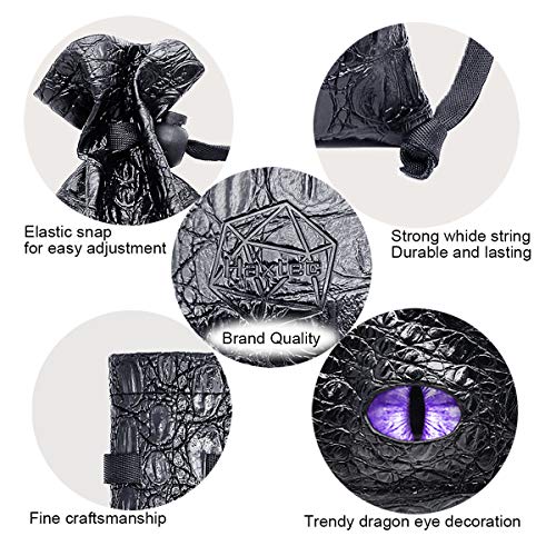 Haxtec Dragon Dice Bag with 3D Glass Dragon Eye – PU Leather Dice Pouch for D&D, Patented Design