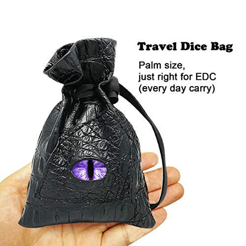 Haxtec Dragon Dice Bag with 3D Glass Dragon Eye – PU Leather Dice Pouch for D&D, Patented Design