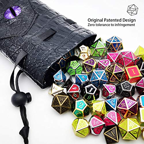Haxtec Dragon Dice Bag with 3D Glass Dragon Eye – PU Leather Dice Pouch for D&D, Patented Design