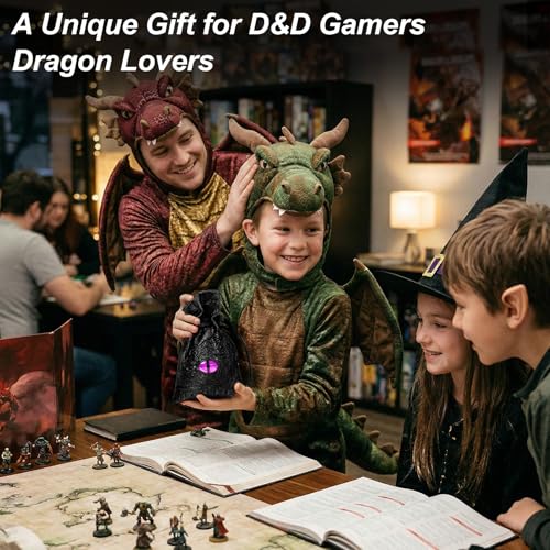 Haxtec Dragon Dice Bag with 3D Glass Dragon Eye – PU Leather Drawstring Pouch for D&D Dice Storage