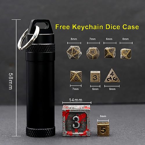 Haxtec Mini Metal Dice Set (6mm) – Bronze Keychain Dice for D&D – Portable RPG Accessories