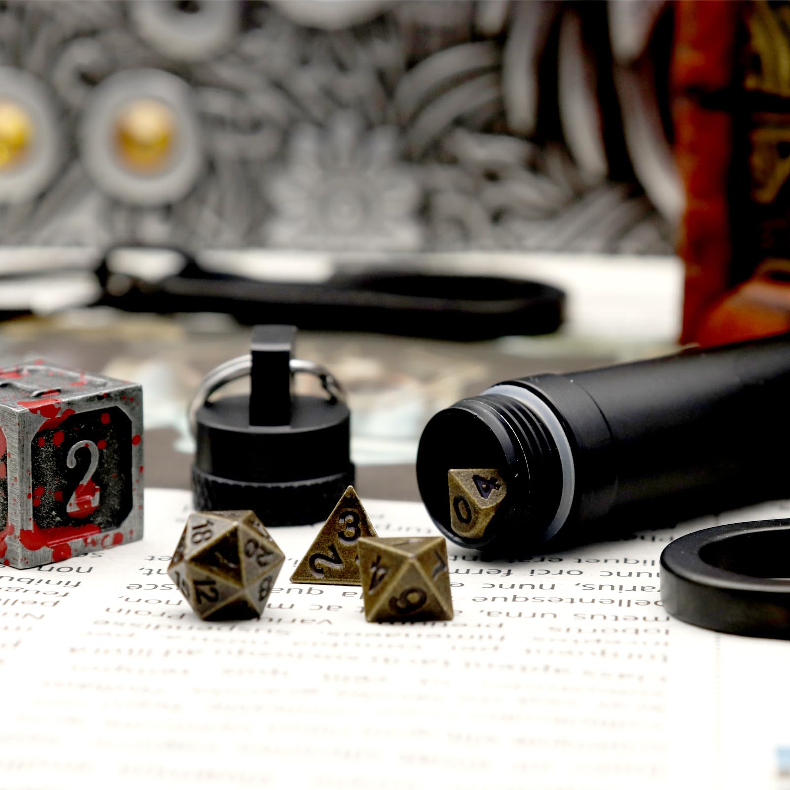 Haxtec Mini Metal Dice Set (6mm) – Bronze Keychain Dice for D&D – Portable RPG Accessories