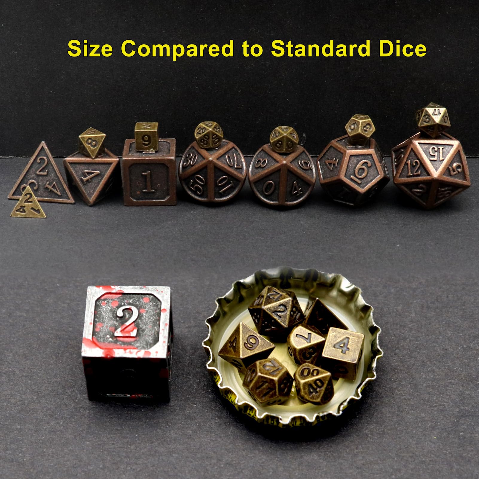 Haxtec Mini Metal Dice Set (6mm) – Bronze Keychain Dice for D&D – Portable RPG Accessories