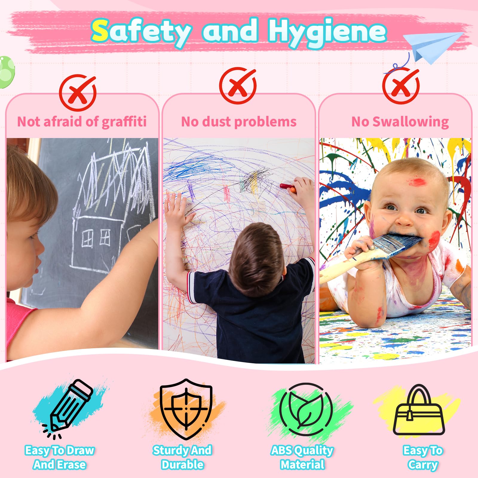 HCFJEH LCD Writing Tablet for Kids 1-5 – Pink Toddler Drawing Pad with Detachable Stand, One-Click Erase & Lock, Eye-Protection Screen, Mess-Free Doodle Board Toy for 2-3 Year Old Boys and Girls
