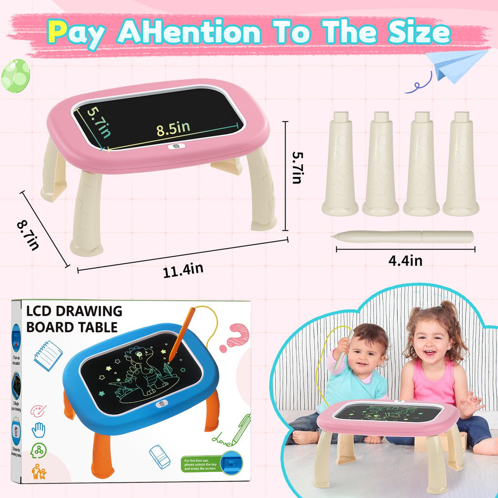 HCFJEH LCD Writing Tablet for Kids 1-5 – Pink Toddler Drawing Pad with Detachable Stand, One-Click Erase & Lock, Eye-Protection Screen, Mess-Free Doodle Board Toy for 2-3 Year Old Boys and Girls