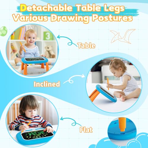 HCFJEH LCD Writing Tablet for Kids Ages 1-5 - Blue Toddler Drawing Pad with Detachable Stand & Pressure-Sensitive Screen