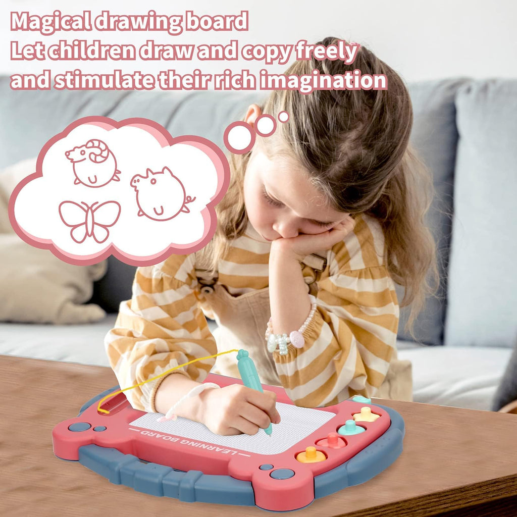 HCFJEH Magnetic Drawing Board for Toddlers 3-5, Blue – Color Erasable Doodle Pad with Detachable Legs and 4 Stamps