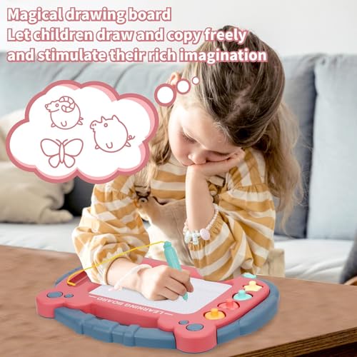 HCFJEH Magnetic Drawing Board for Toddlers 3-5, Blue – Color Erasable Doodle Pad with Detachable Legs and 4 Stamps