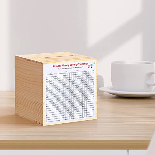 HCHANGEN Natural Wood Piggy Bank – 4.72-Inch Savings Box for Adults & Kids, Cannot Be Opened Without Destroying
