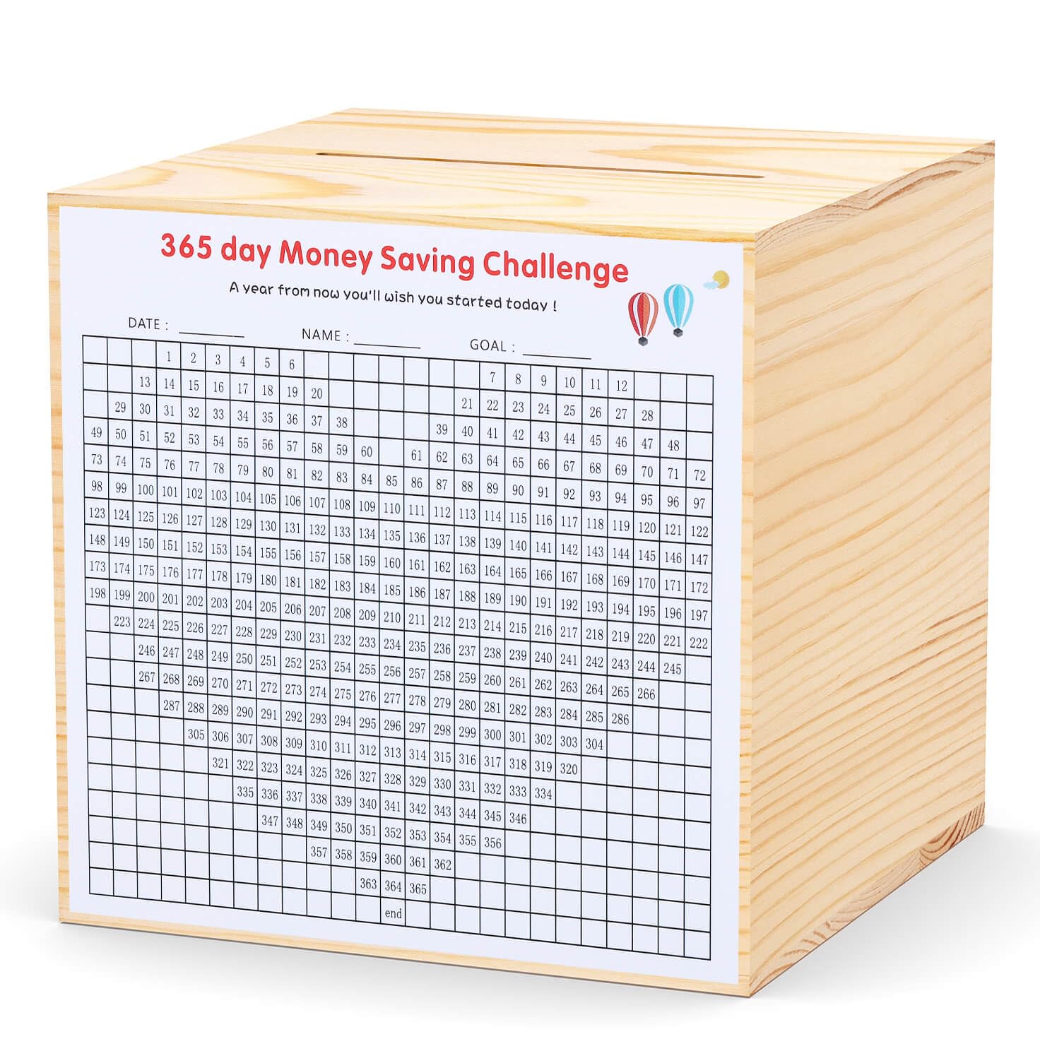 HCHANGEN Natural Wood Piggy Bank – 4.72-Inch Savings Box for Adults & Kids, Cannot Be Opened Without Destroying