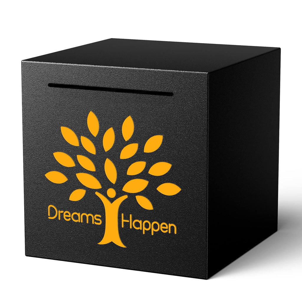 HCHANGEN Stainless Steel Piggy Bank - Must Break to Open - 4.72" Black - Dreams Happen