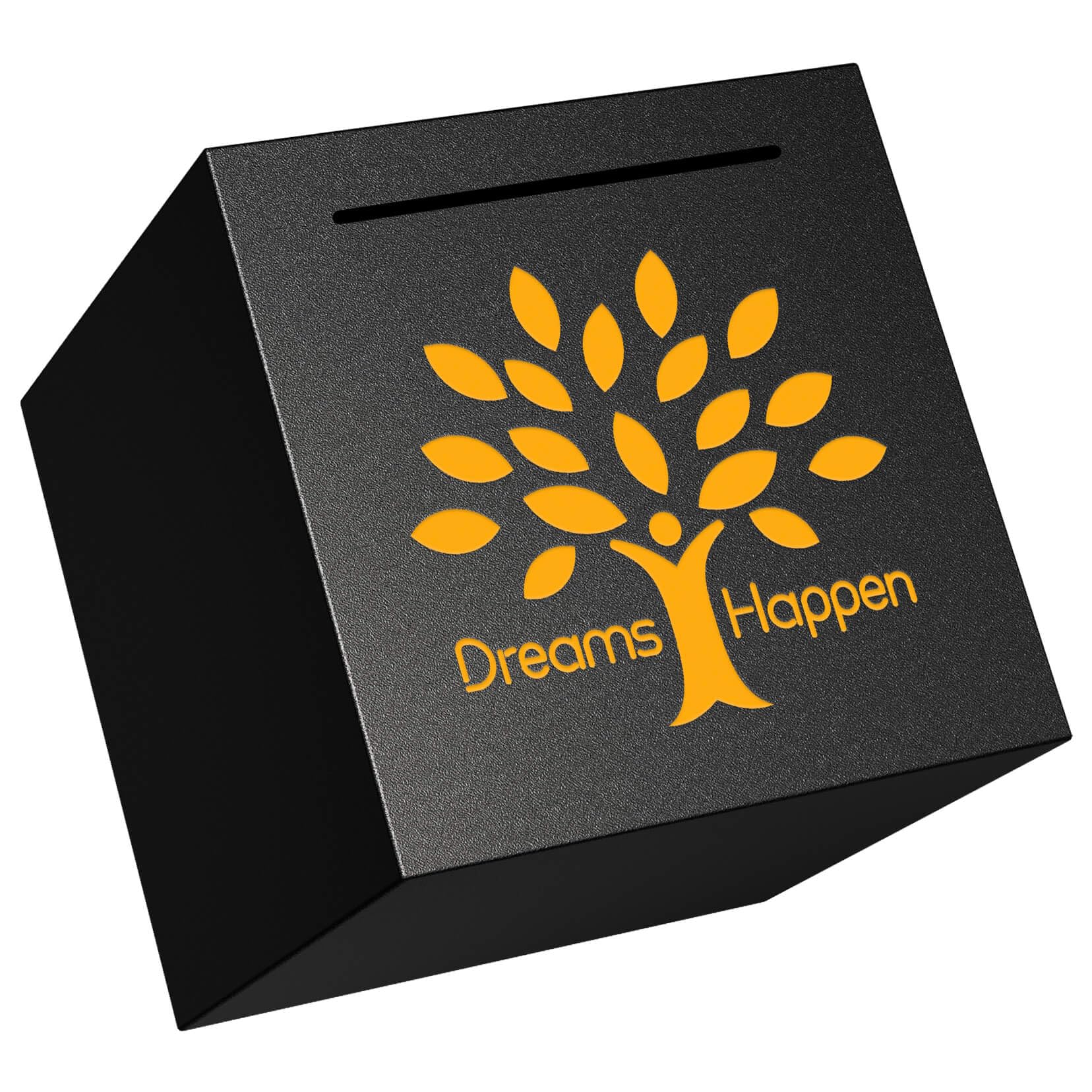 HCHANGEN Stainless Steel Piggy Bank - Must Break to Open - 4.72" Black - Dreams Happen