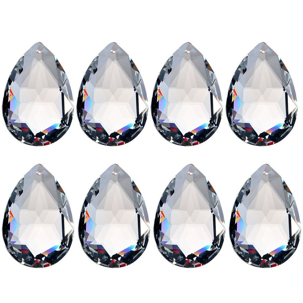 H&D 10-Pack 50mm Crystal Teardrop Prisms - Clear K9 Glass Chandelier Pendants
