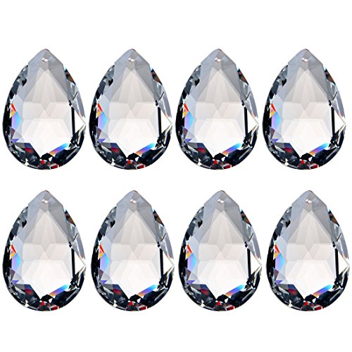 H&D 10-Pack 50mm Crystal Teardrop Prisms - Clear K9 Glass Chandelier Pendants
