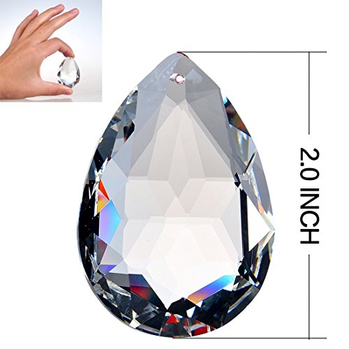 H&D 10-Pack 50mm Crystal Teardrop Prisms - Clear K9 Glass Chandelier Pendants