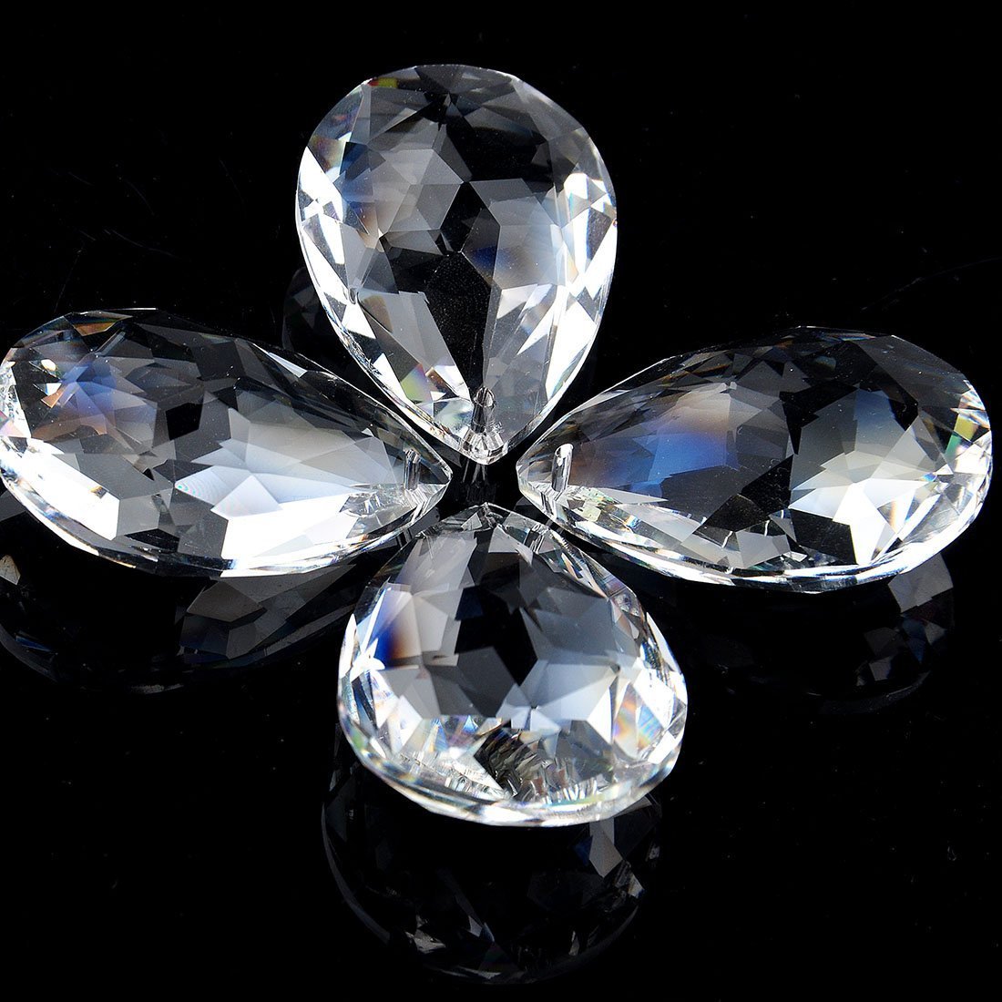 H&D 10-Pack 50mm Crystal Teardrop Prisms - Clear K9 Glass Chandelier Pendants