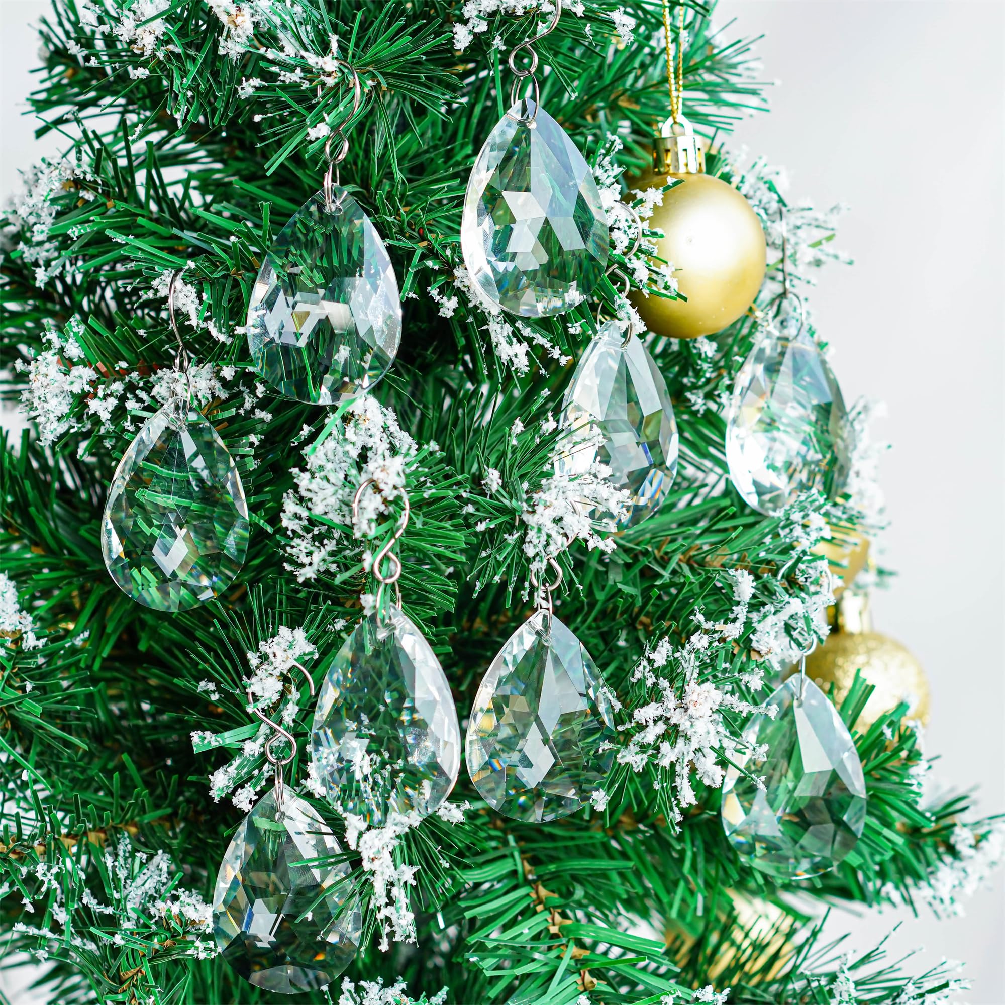 H&D 10-Pack 50mm Crystal Teardrop Prisms - Clear K9 Glass Chandelier Pendants