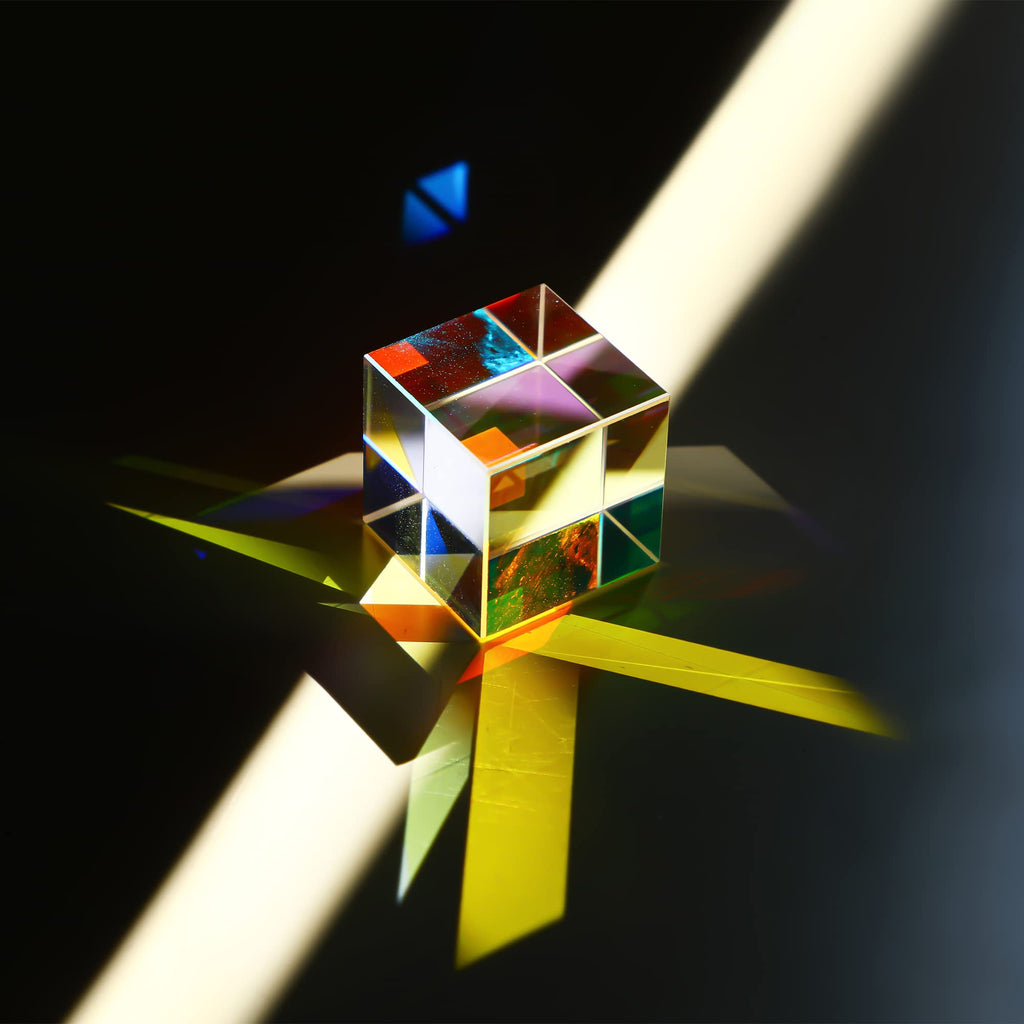 HDCRYSTALGIFTS 25mm Optical Glass X-Cube Prism – RGB Dispersion, Spectrum, Photography Props